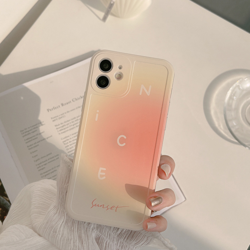 iPhone X Ins Wind Literary Gradient Smudge IPhone12 Apple Mobile Phone Case 11pro Max IPhone 12 Promax 11 Promax IPhone 11/8 Plus/12 Mini/7/8/X/XsMax Soft XS Applies 8plus Soft Case