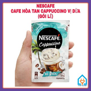 [NESCAFE-CAFE CAPPUCCINO VỊ DỪA, GÓI LẺ] CAFE, CÀ PHÊ CAPPUCCINO VỊ DỪA