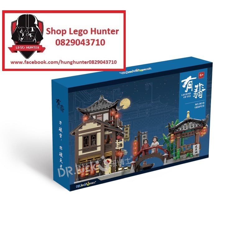 Wange 9018 Legend of Fei Bộ lắp ráp mô hình kiến trúc Nhà và cầu cổ kiểu Trung Hoa phong cách cổ trang lãng mạn