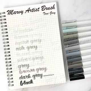 THEARTSHOP Bút đầu cọ thư pháp màu nước MARVY Artist Brush - Grey series