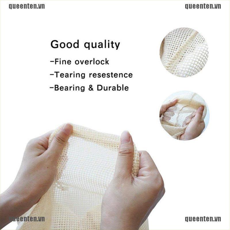 Reusable Grocery Produce Bags Cotton Kitchen String Net Tote Bag Fruit Vegetable QUVN