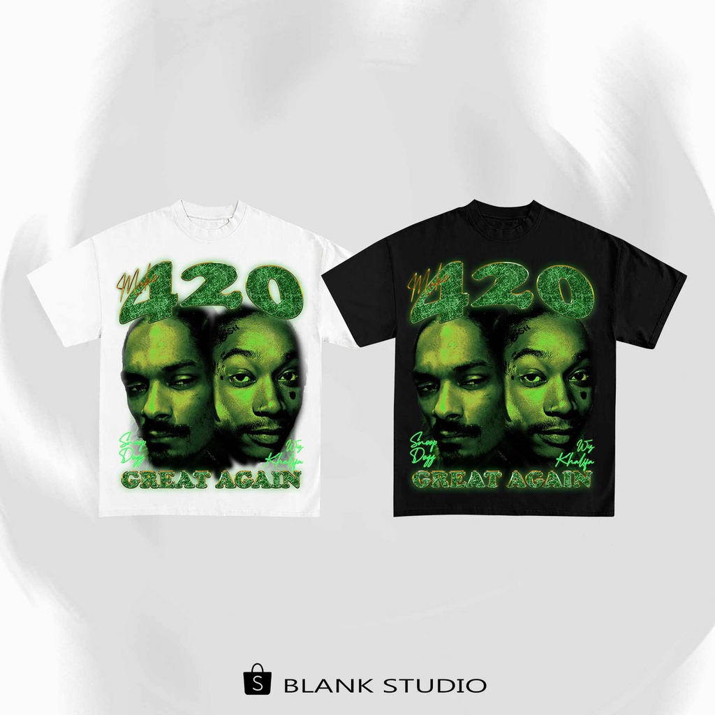 BLANK | Áo Thun 420 Tay Lỡ Unisex - Đen/Trắng Cổ Tròn