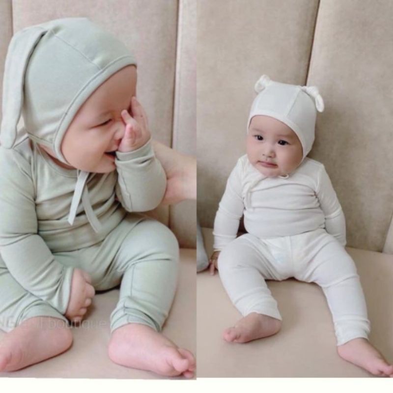 bộ body kèm mũ tai dài bé iu