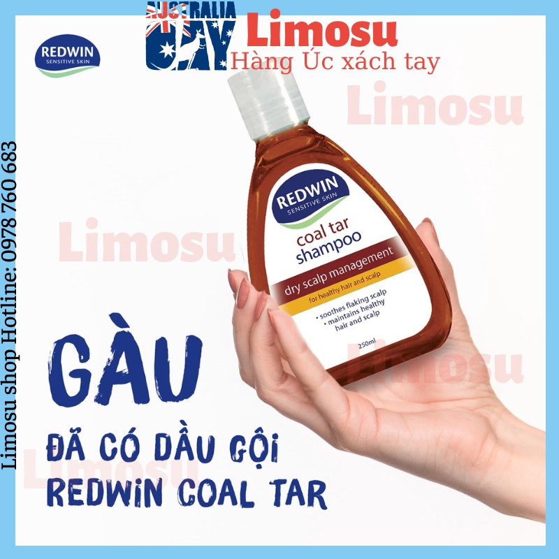 Dầu gội đầu giảm gàu nấm giảm nhờn Redwin Coal Tar / Tea tree Úc