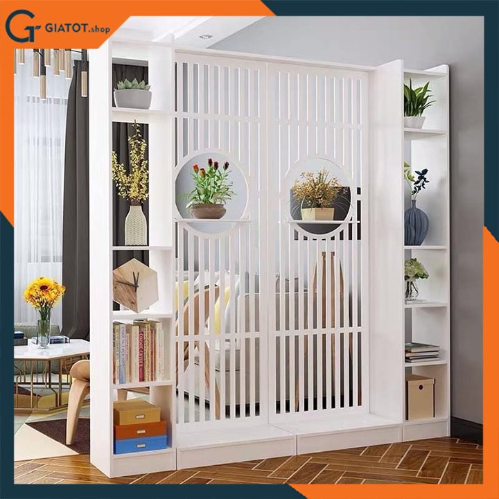 2 Vách ngăn liền 2 kệ hình tròn giữa sang trọng GTS339