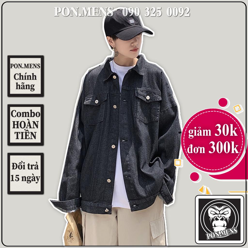 Áo khoác bò nam form rộng dài tay màu đen phong cách Hàn Quốc 20097 Pon.mens