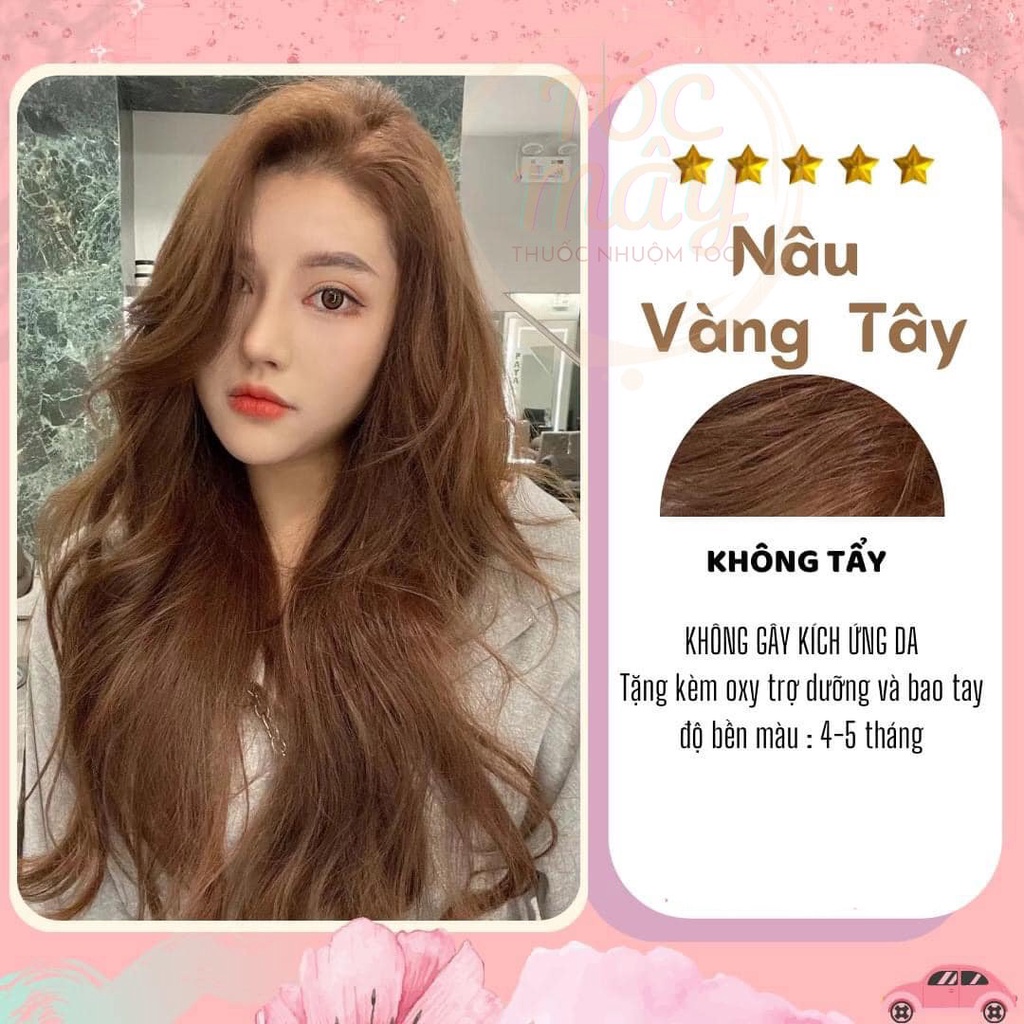 Thuốc nhuộm tóc màu nâu tây Tặng kèm bộ gang tay và oxy