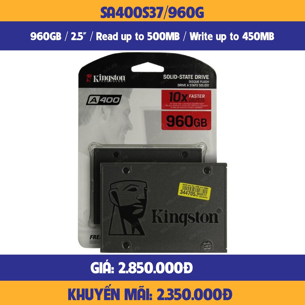 Ổ Cứng SSD Kingston 960G SA400S37 2.5" Sata3-hàng chính hãng | BigBuy360 - bigbuy360.vn