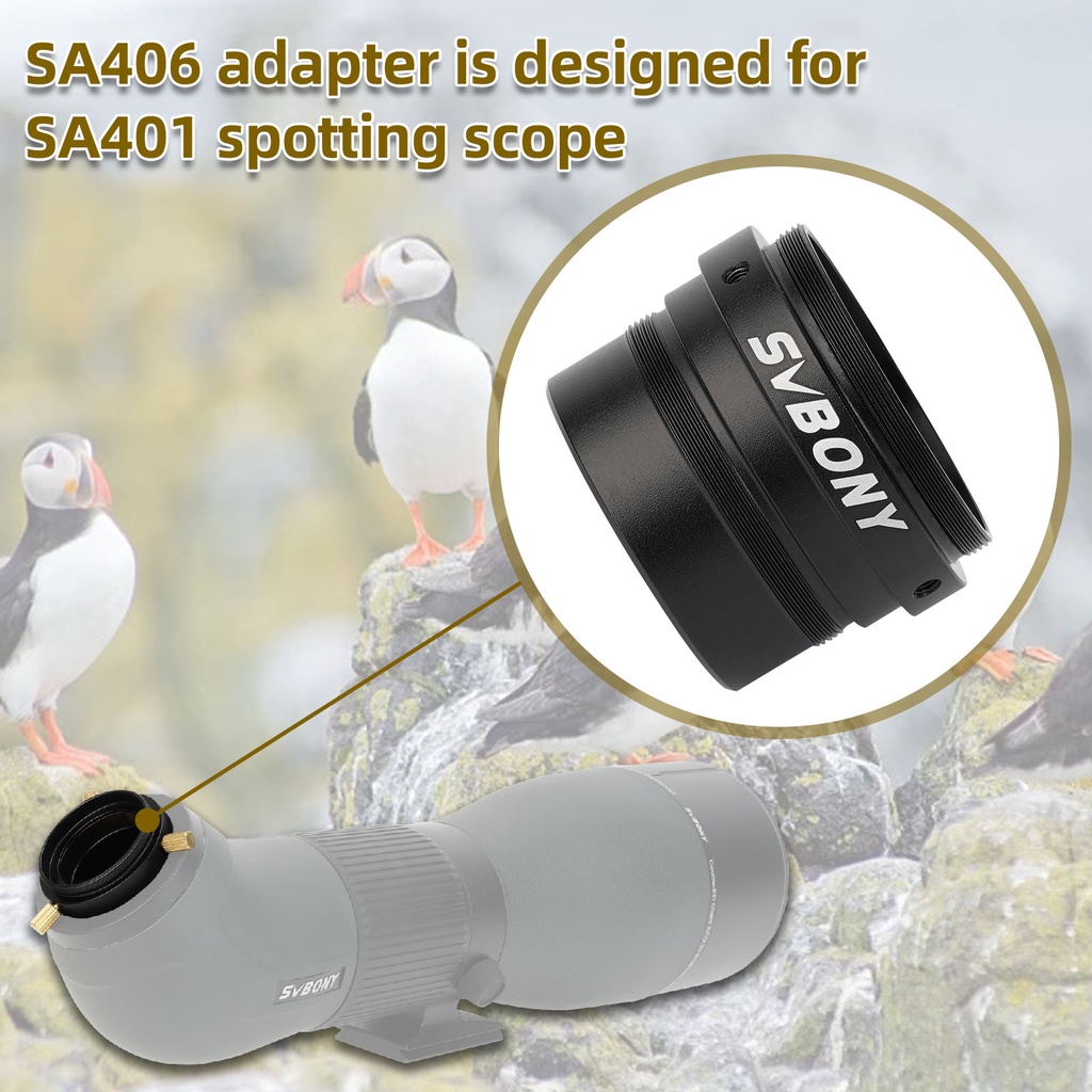 Bộ Chuyển Đổi Ống Kính SVBONY SA406 Cho SA401 Spotting Scope M42 Female Sang M42 Male 1.25 Inches