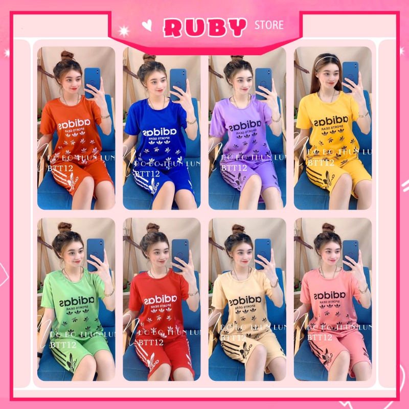 Đồ bộ nữ mặc nhà kiểu dáng thể thao Free Size Dưới 47KG chất thun mềm mịn ❤ Rubystorevn