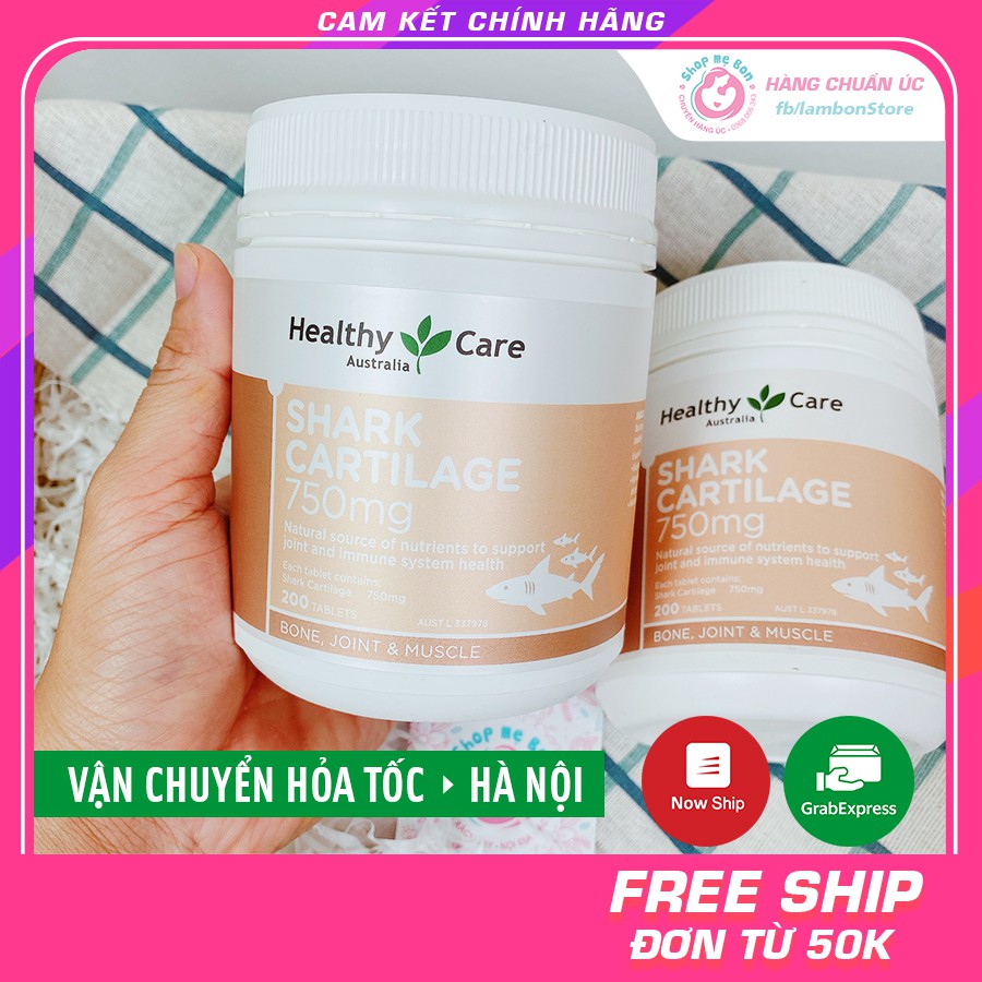 [CHUẨN AIR] Sụn Vi Cá Mập Healthy Care Shark Cartilage 750mg hỗ trợ xương khớp - Úc