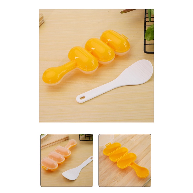 Bộ Khuôn Lắc Cơm Tạo Hình Cơm Nắm Cho Bé Ăn Dặm Kèm Thìa