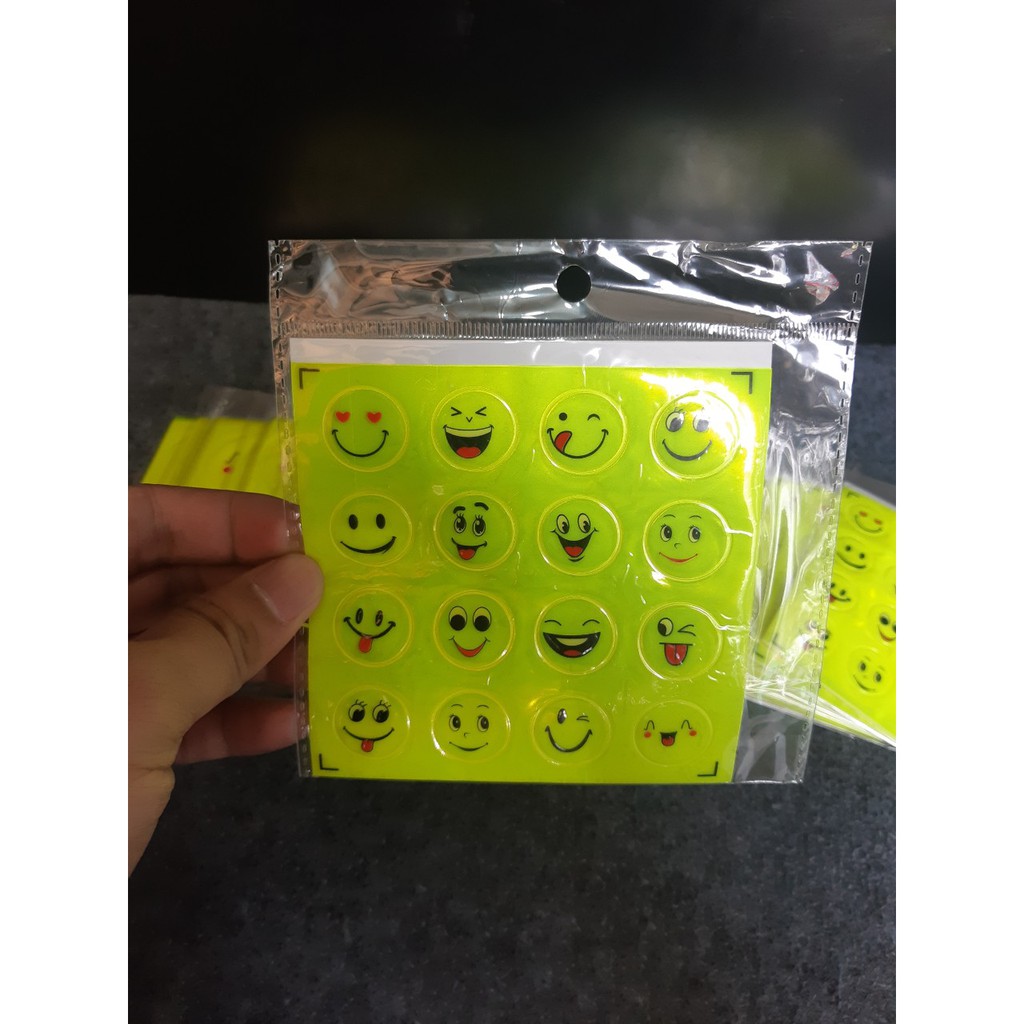Tem Dán Phản Quang Mặt Cười, Sticker Mặt Cười Dán Đồ, Keo Dính Chắc, Phản Quang Tốt