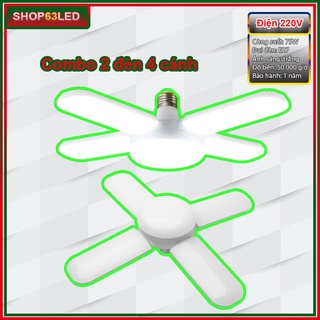 Combo 2 đèn cánh quạt xếp 75W - ánh sáng trắng (đèn 4 cánh + 1 chóp - bảo hành 12 tháng)