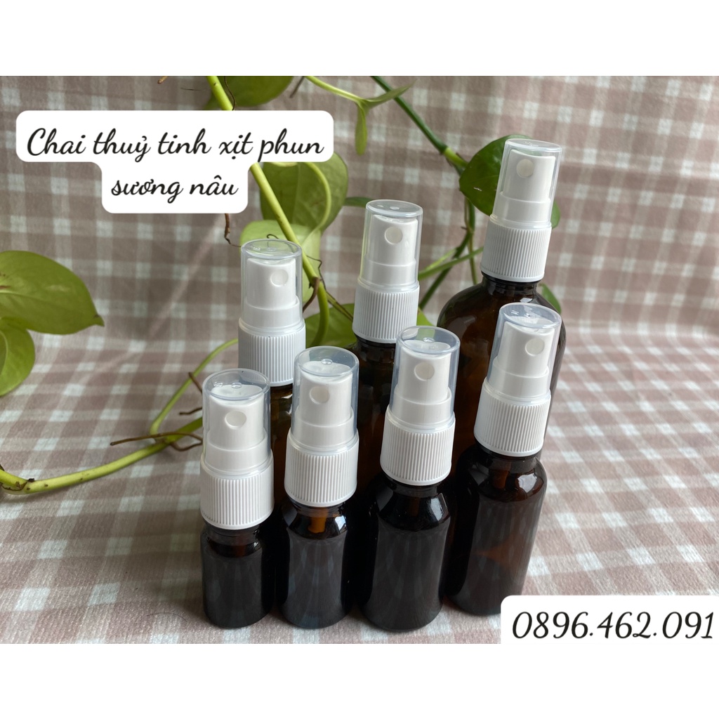 CHAI THỦY TINH XỊT PHUN SƯƠNG THÂN NÂU 5ML/10ML/15ML/20ML/30ML/50ML/100ML