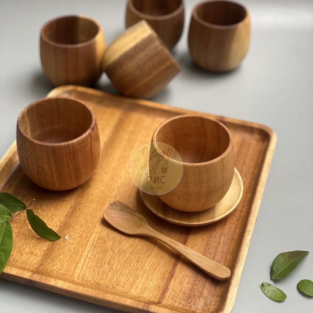 Cốc gỗ Keo  tiện dụng, sang trọng, đẹp mắt DHC Decor