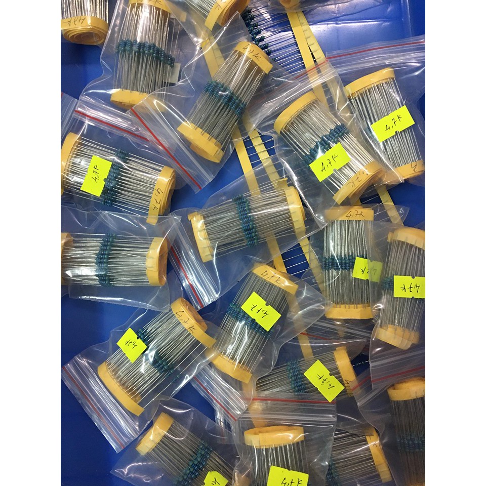 Điện trở 1/4w các loại: 10R, 22R, 470R, 1K, 2K2, 3K, 4K7, 10K, 15K, 27K, 47K, 100K, 120K,150K,200K, 1M,