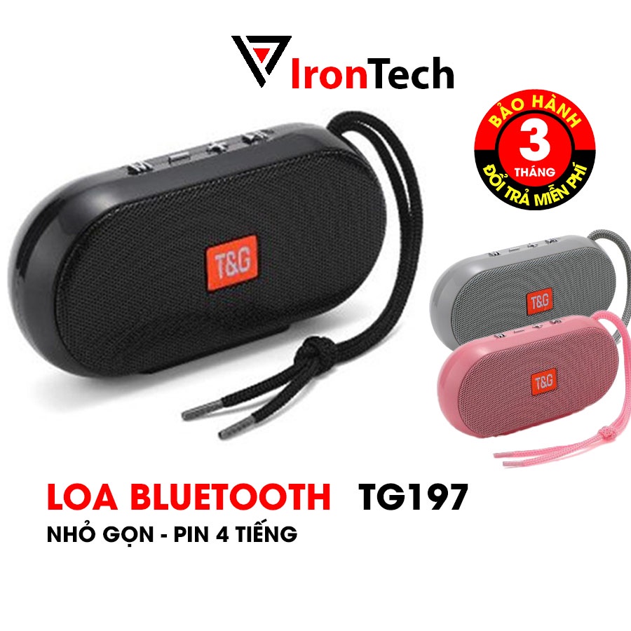 Loa bluetooth mini IronTech TG197 cầm tay di động loa không dây blutooth pin sạc 4 tiếng siêu bass toàn dải