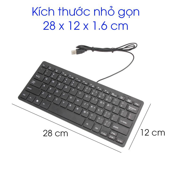 Bàn phím máy tính mini K1000 nhỏ gọn, kết nối cổng USB tương thích mọi hệ điều hành | BigBuy360 - bigbuy360.vn