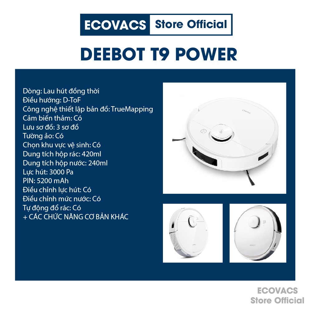 Robot hút bụi lau nhà Ecovacs Deebot T9 Power