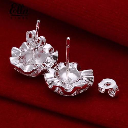 Ellastore Fashion lady Silver Plated Rose Flower Studs Earrings Party Jewelry