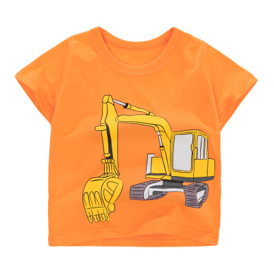 Áo thun cộc tay bé trai chính hãng LITTLE MAVEN - mẫu ÁO NHIỀU MÀU IN HÌNH MÁY XÚC