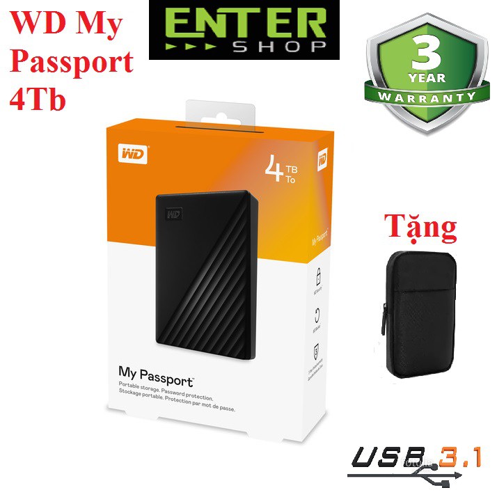 Ổ cứng di động WD My Passport 4Tb Tặng túi đựng