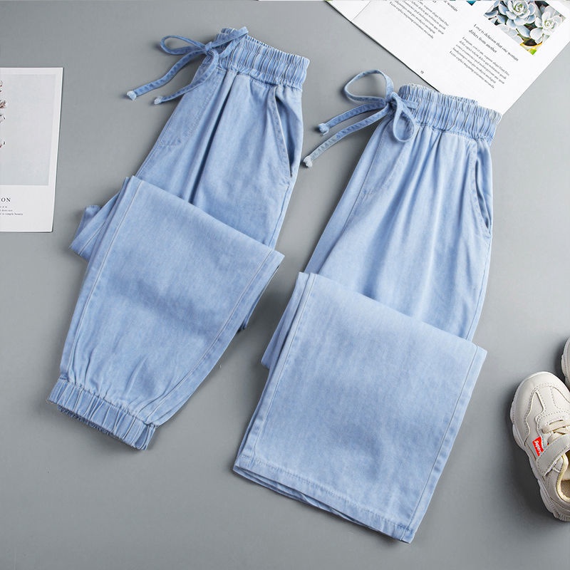 Quần Jeans Thể Thao Ống Rộng Phong Cách Phương Tây Cho Nữ