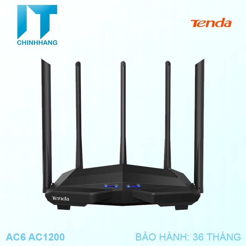 [Mã 11ELSALE hoàn 7% đơn 300K] BỘ PHÁT SÓNG WIFI TENDA AC6 Chuẩn AC1200-