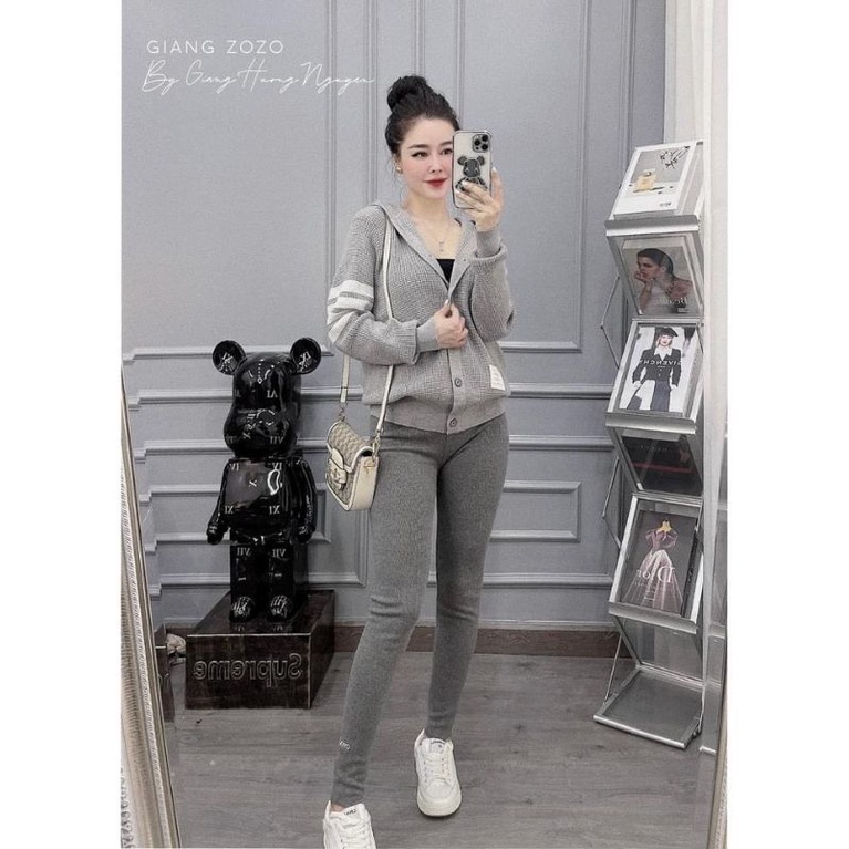 Quần legging cạp chữ lót nỉ hàng QC
