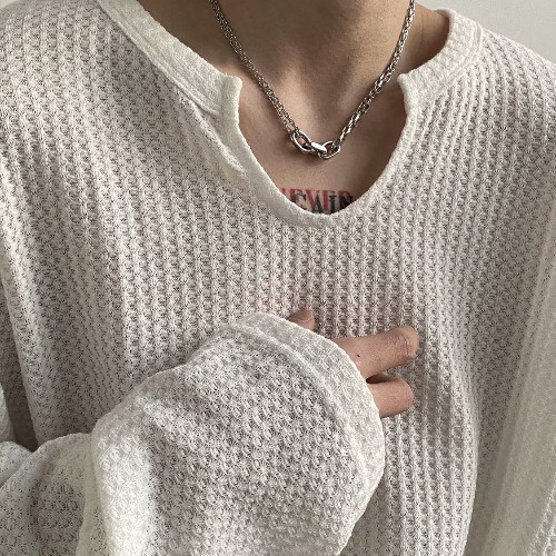 Áo len dệt kim tay dài màu trơn dáng rộng cho nam | BigBuy360 - bigbuy360.vn