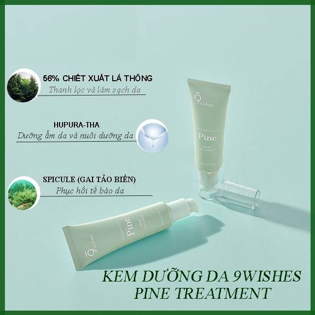 Kem Dưỡng Ẩm, Phục Hồi Da, Ngừa Mụn 9 Wishes Pine Clear Recovery Treatment Cream 50ml