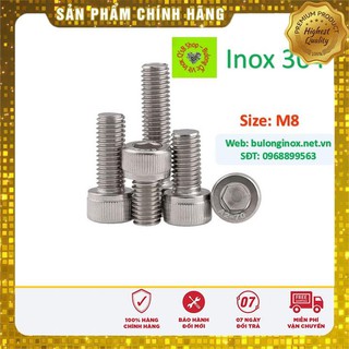 [HÀNG SẮN] Bulong lục giác chìm đầu trụ size M8  inox, ốc đầu trụ , ốc lục lăng đầu trụ inox, inox 304