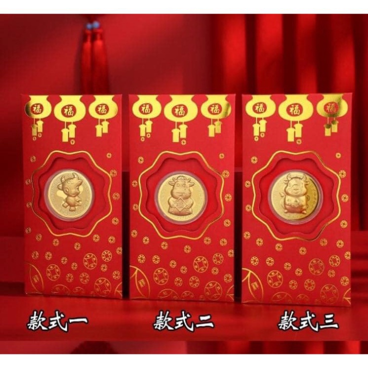 LÌ XÌ Trâu VÀNG  sang chảnh -  FREESHIP 1 Bao Lì Xì Thần Tài 1 Hộp đồng xu Trâu vàng may mắn