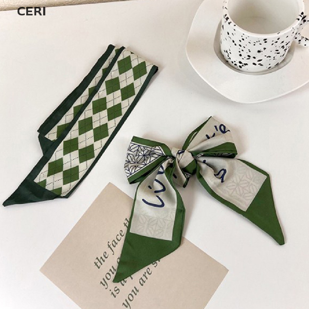 Ce Khăn Choàng Lụa Voan Dài Ôm Dáng In Họa Tiết Hình Học Chữ Cái Hình Học Màu Xanh Lá Mùa