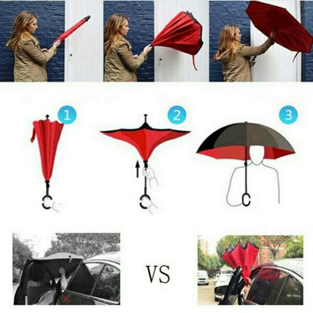 Ô Dù Mở Ngược Kazbrella Độc Đáo, Dù Mở Ngược Tiện Dụng Khi Ra Vào Ô Tô