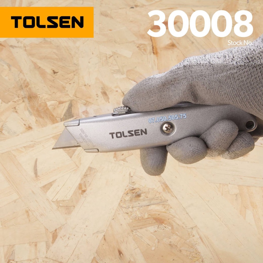 Dao rọc giấy cao cấp TOLSEN 30008, dao cắt đa năng kích thước 61x19mm, cắt rọc trên nhiều chất liệu
