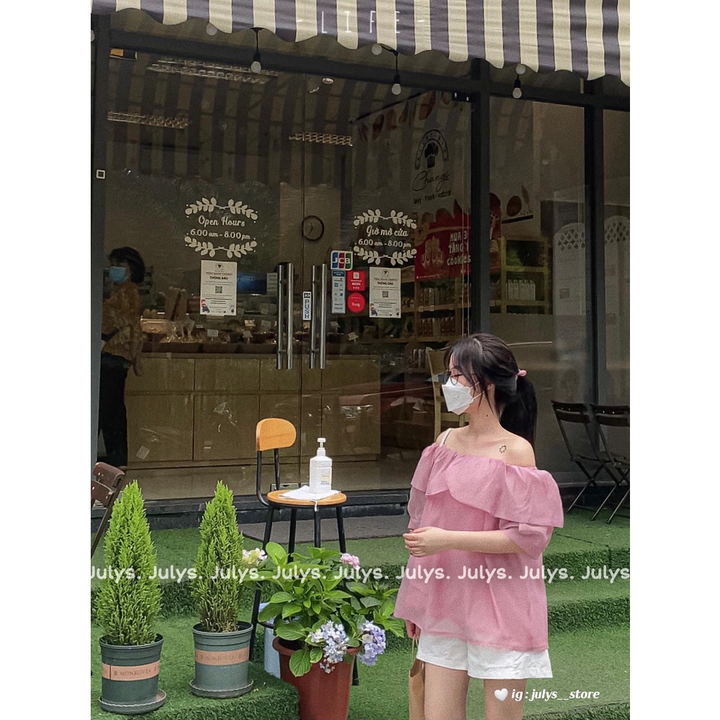 Áo tơ trễ vai 3 màu Julys (ảnh thật kèm video)