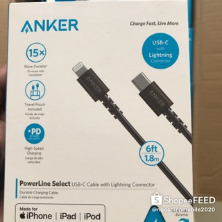Cáp USB-C to Lightning 1.8m Anker PowerLine Select A8613