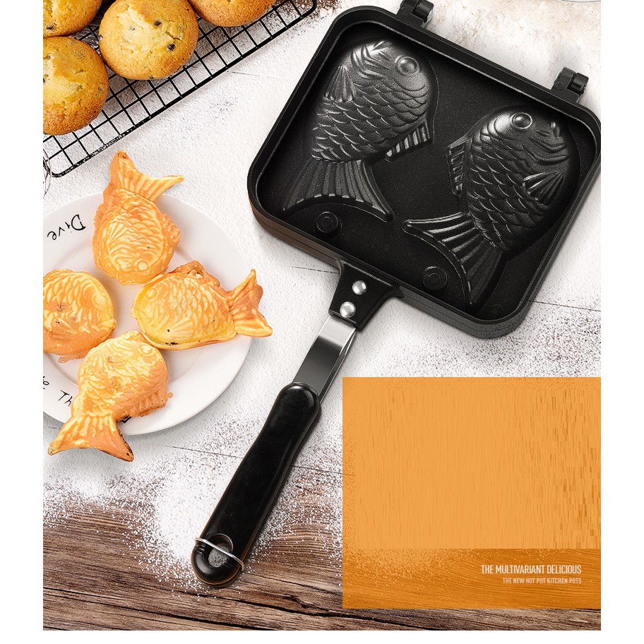 Chảo Nướng bánh Cá Khuôn làm Taiyaki - 2 con - Taiyaki Japanes fish shape hot cake maker