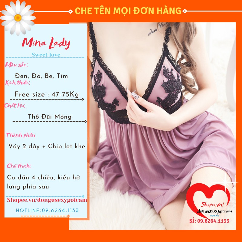 Đồ ngủ 2 dây gợi cảm - Đồ ngủ nữ gợi cảm - Đẩm ngủ sexy - Váy ngủ sexy ( SEXY HOA HỒNG NGỰC)