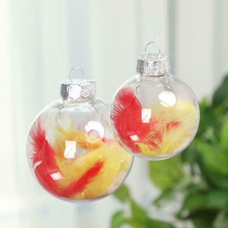 Set 20 Quả Châu Nhựa Trong Suốt 8cm Trang Trí Cây Thông Noel