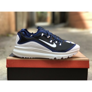 Giày Air Max More mới nhẹ bền đẹp êm gym chạy bộ (trắng xanh)