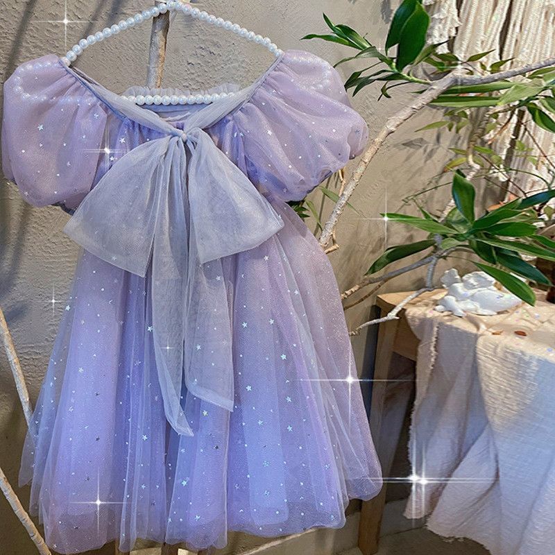Đầm Công Chúa Tay Phồng Phối Ren Lưới Thời Trang Mùa Hè Cho Bé Gái Từ 3 Đến 4-5 - 6 Đến 7 Đến 8 Đến 9 Đến 10 Đến 11-12 Tuổi