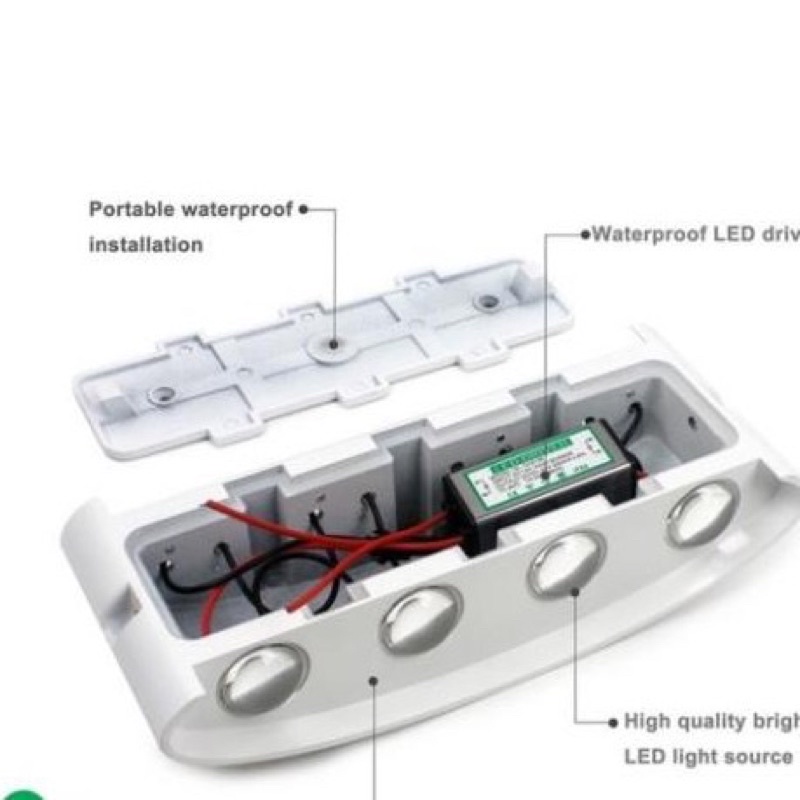 Đèn led hắt tường 2 đầu 4W 6W 8W ánh sáng trắng, vàng nhiều màu