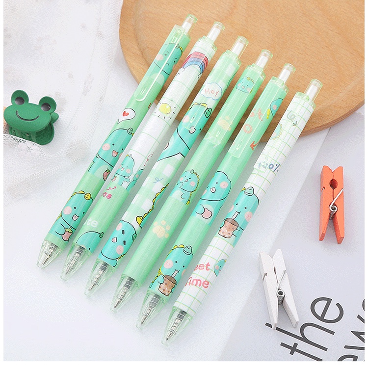 Bút Mực Gel Đen Hình Khủng Long Dễ Thương Ruột bút gel bút gel nhiều màu Bút bi bấm bút bi hình thú bút bi nước cute bút cute giá rẻ