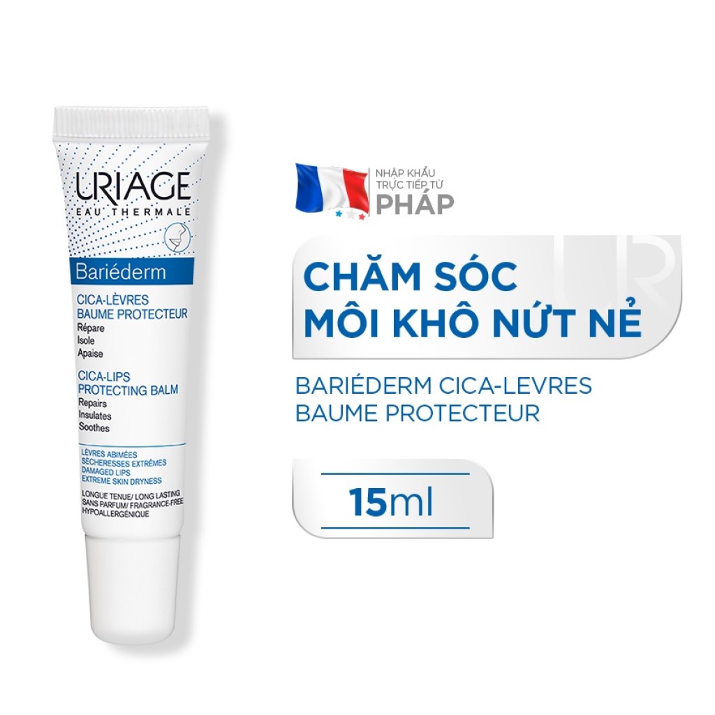 Kem Dưỡng Môi URIAGE BARIÉDERM CICA-LÈVRES BAUME PROTECTEUR chăm sóc môi khô và làm lành da môi 15ml