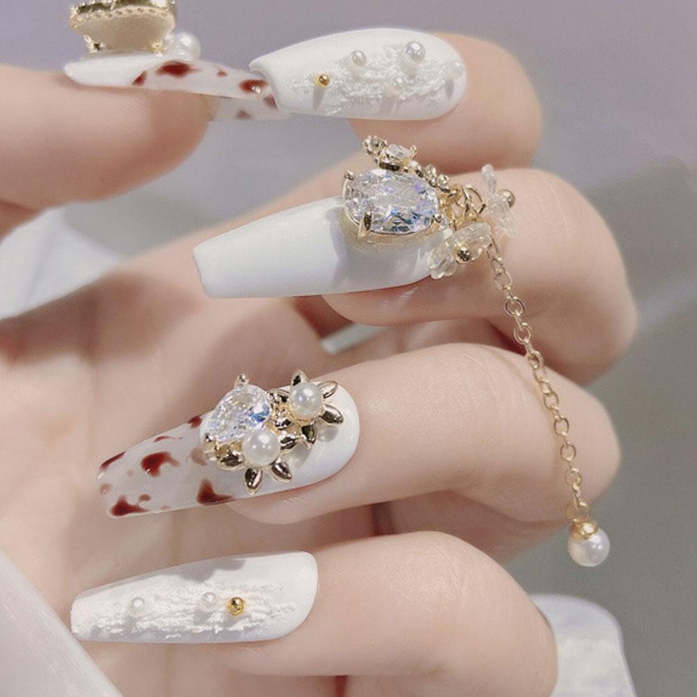 Bộ Móng Tay Giả Đính Đá Trang Trí Cho Nữ