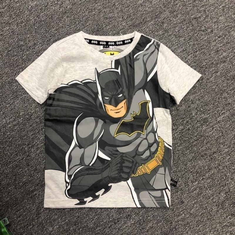 Áo phông thun bé trai, áo cotton cộc tay mùa hè siêu nhân, batman, siêu anh hùng co giãn tốt, thấm hút mồ hôi