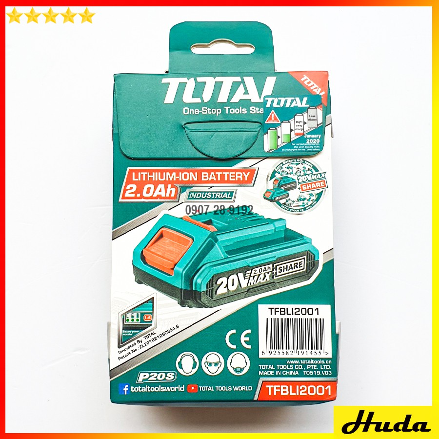 PIN LI-ION 20V Total TFBLI2001 PHÙ HỢP CHO NHIỀU LOẠI MÁY Total 20V uio